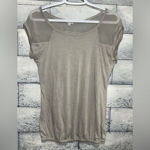 Kismet Beige Mesh Top Medium Elastic Hem